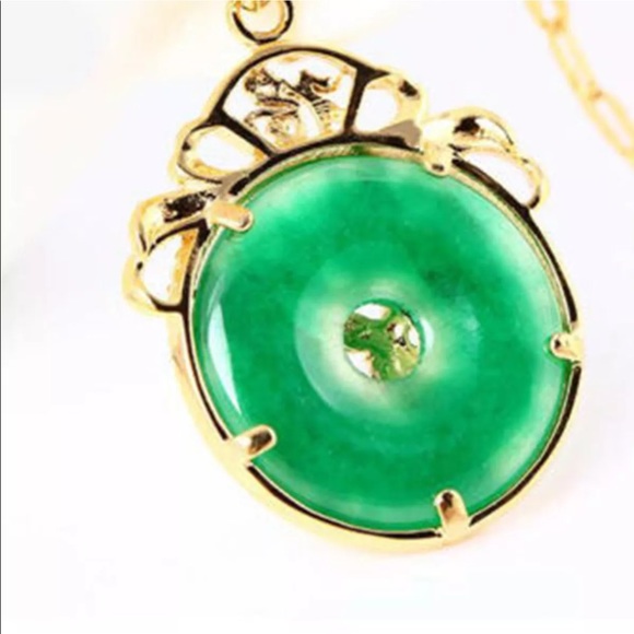 24K Gold Plated Dragon Pendant Malaysia Jade & Chain Necklace 7/8”. - Picture 8 of 8
